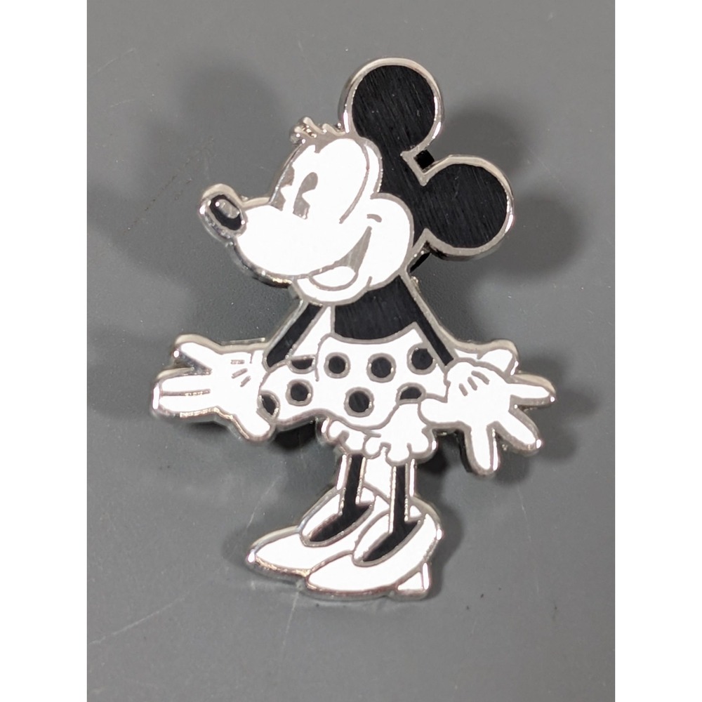 Disneyβ Minnie Mouse Black White Pie Eyed Pin Silver Tone